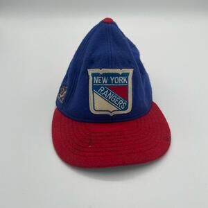 VINTAGE New York Rangers Hat Cap Blue Red Hockey Roman Pro Mens 90s